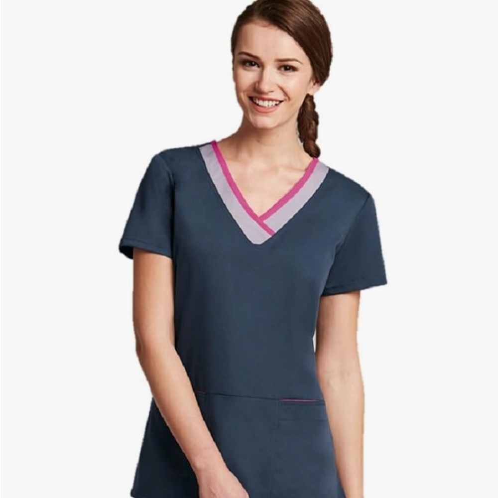 Set of 3 Grey's Anatomy V-Neck Scrub Tops - Black, Pink, Gray - Small. - Picture 8 of 9